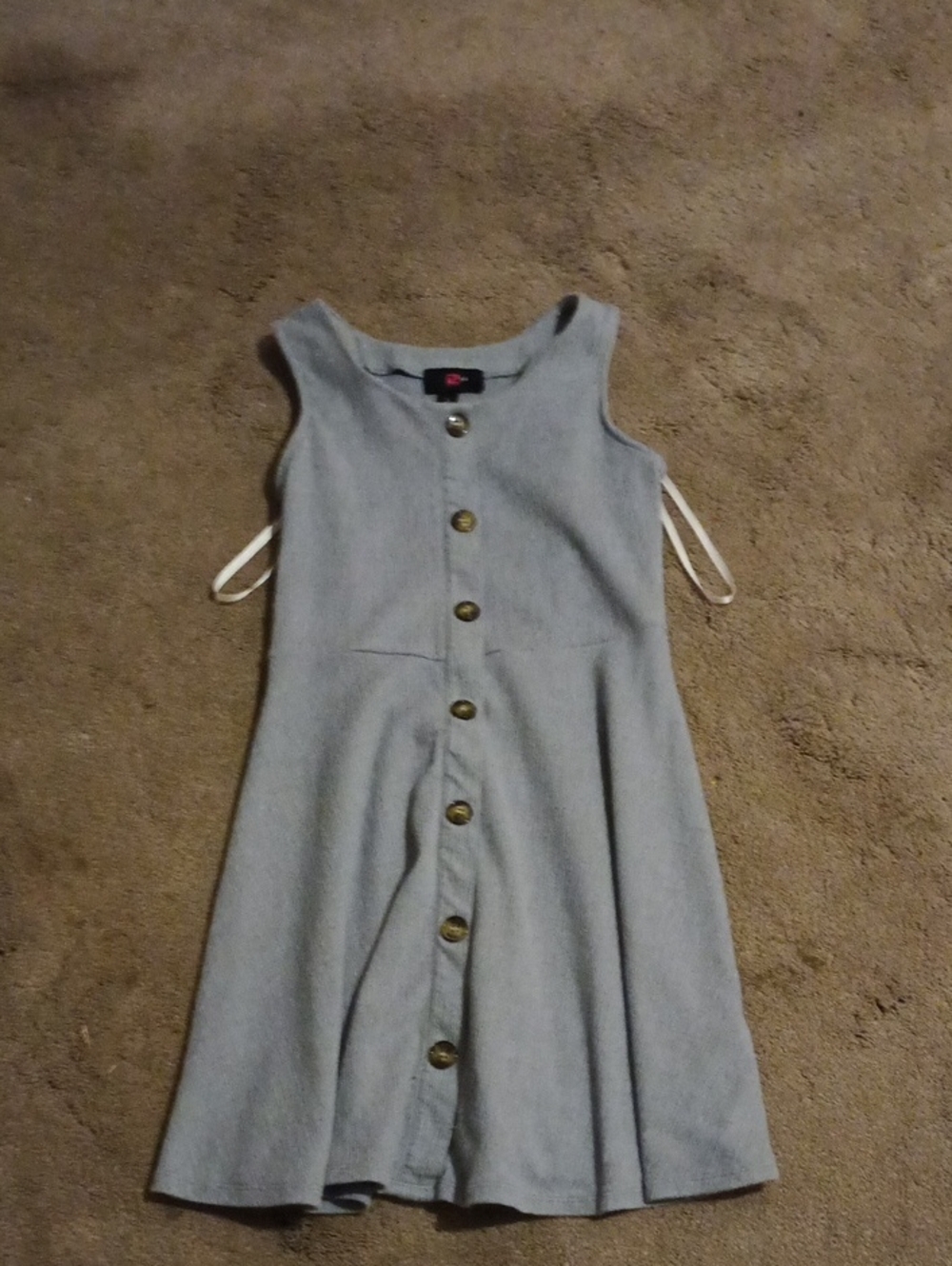 One Time Worn Button Down Blue No Sleeve Child's Girl Dress